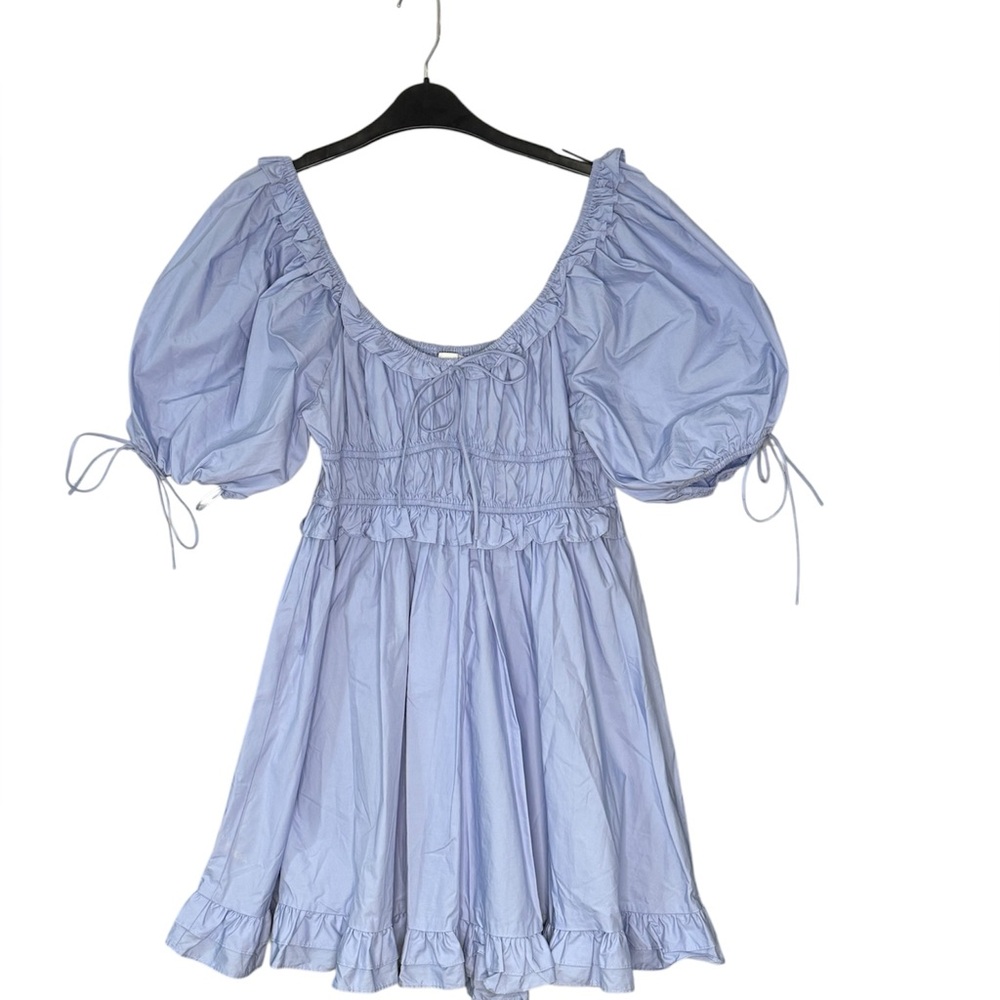 En Saison Light Blue Puff Sleeve Dress